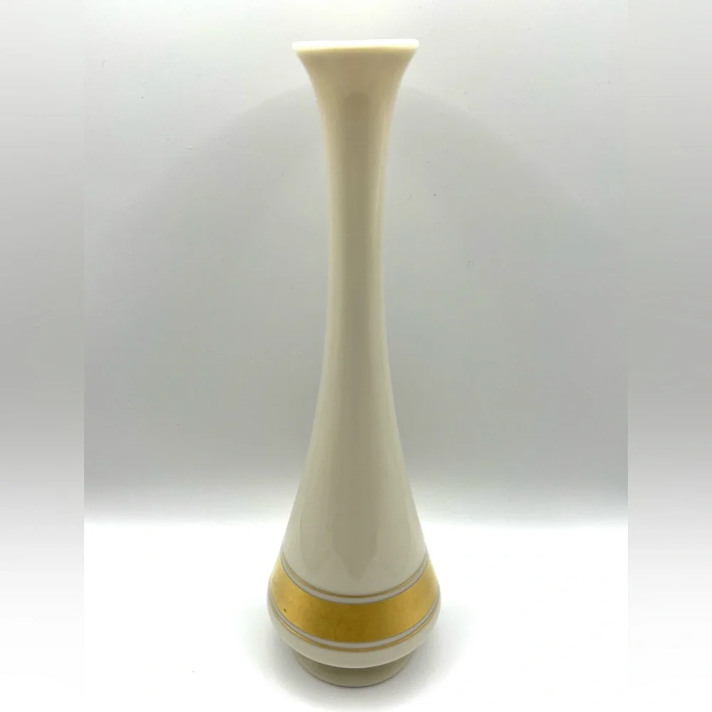 Vintage Lenox Tall Vase with Hand Decorated 24k Gold Band